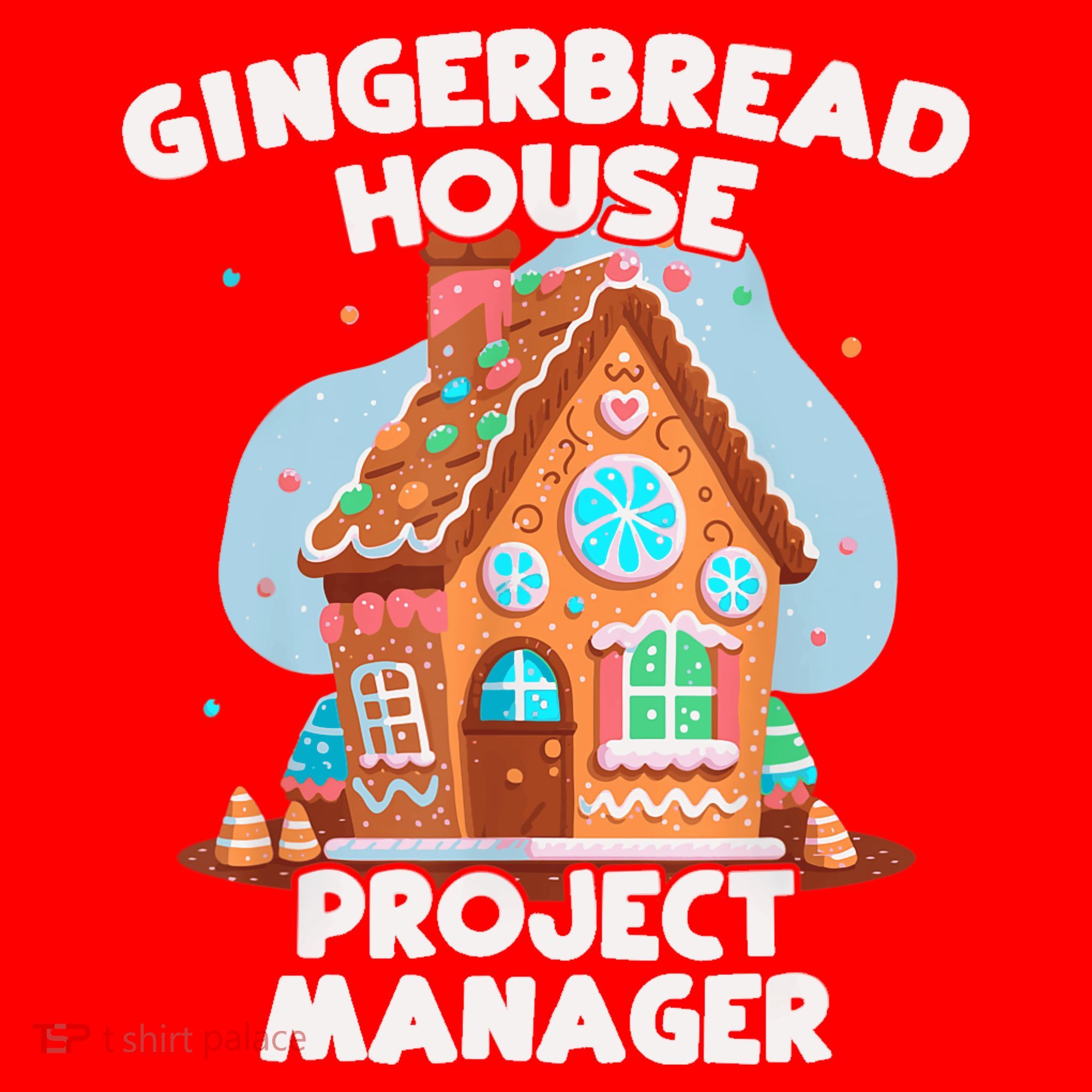 Cute Christmas Gingerbread House Project Manager Santa Hat