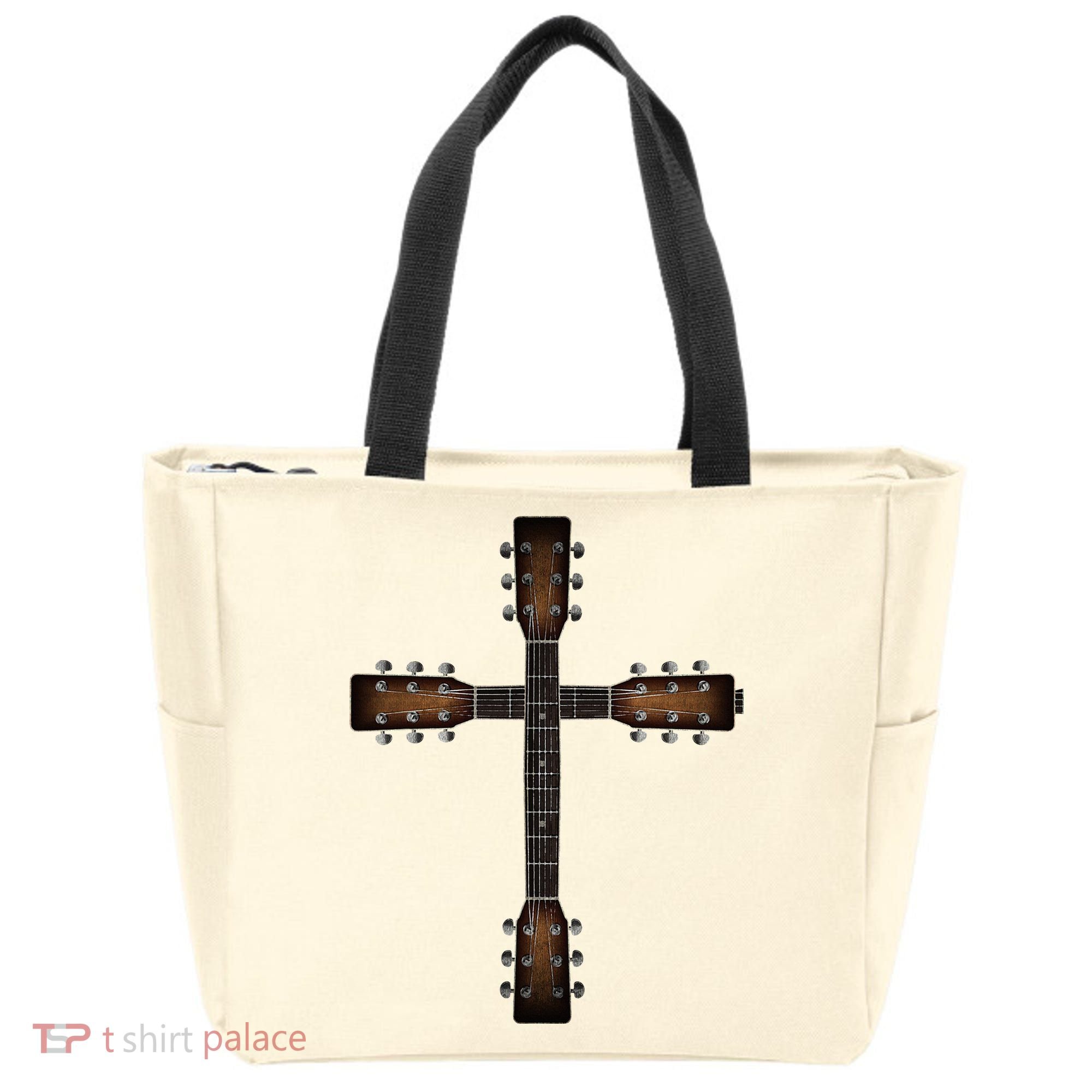 Cool Christian Guitar Cross Cute Musician Guitarist Tote Bag