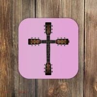 Cool Christian Guitar Cross Cute Musician Guitarist Coaster thumb 0