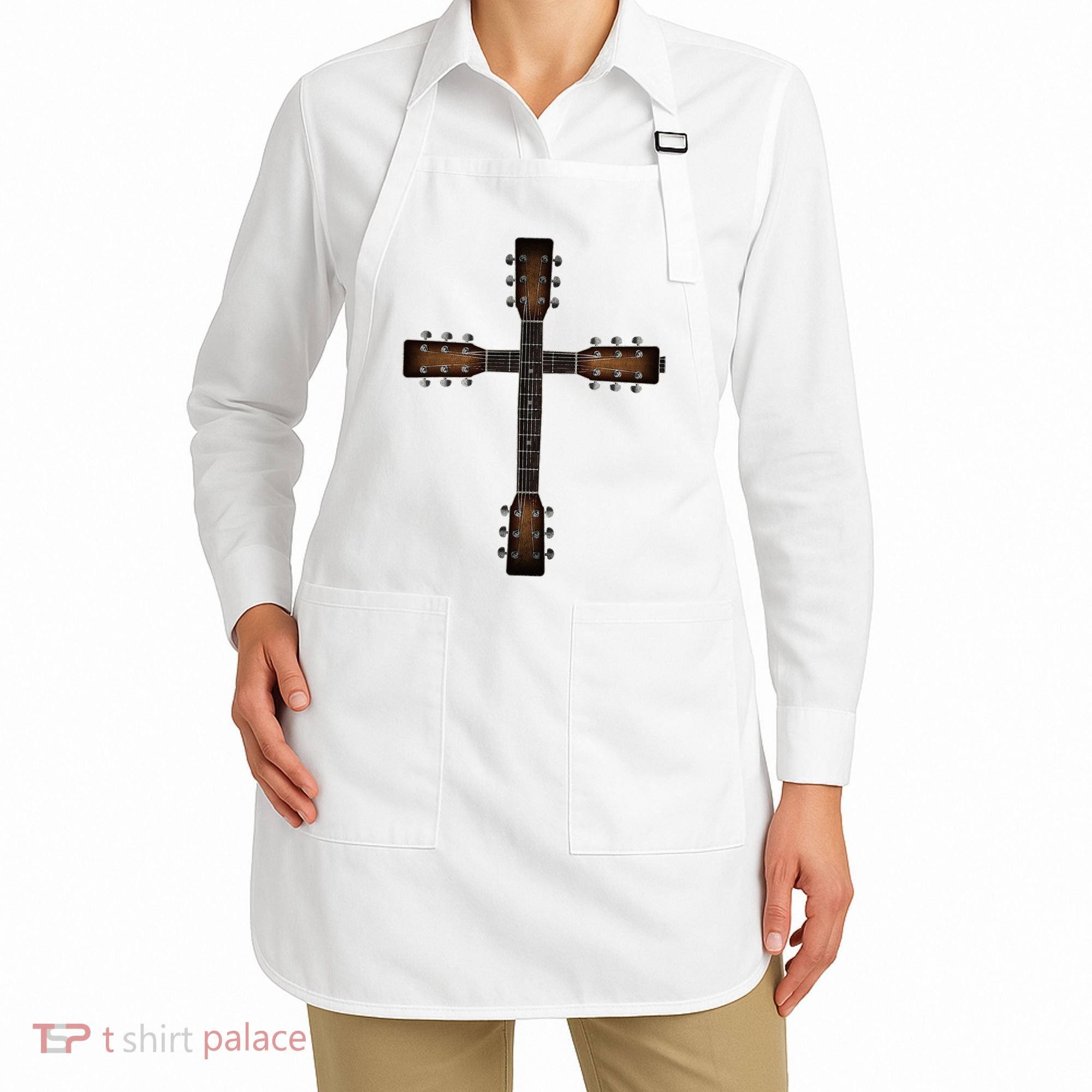 Cool Christian Guitar Cross Cute Musician Guitarist Apron