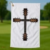 Cool Christian Guitar Cross Cute Musician Guitarist Golf Towel thumb 1