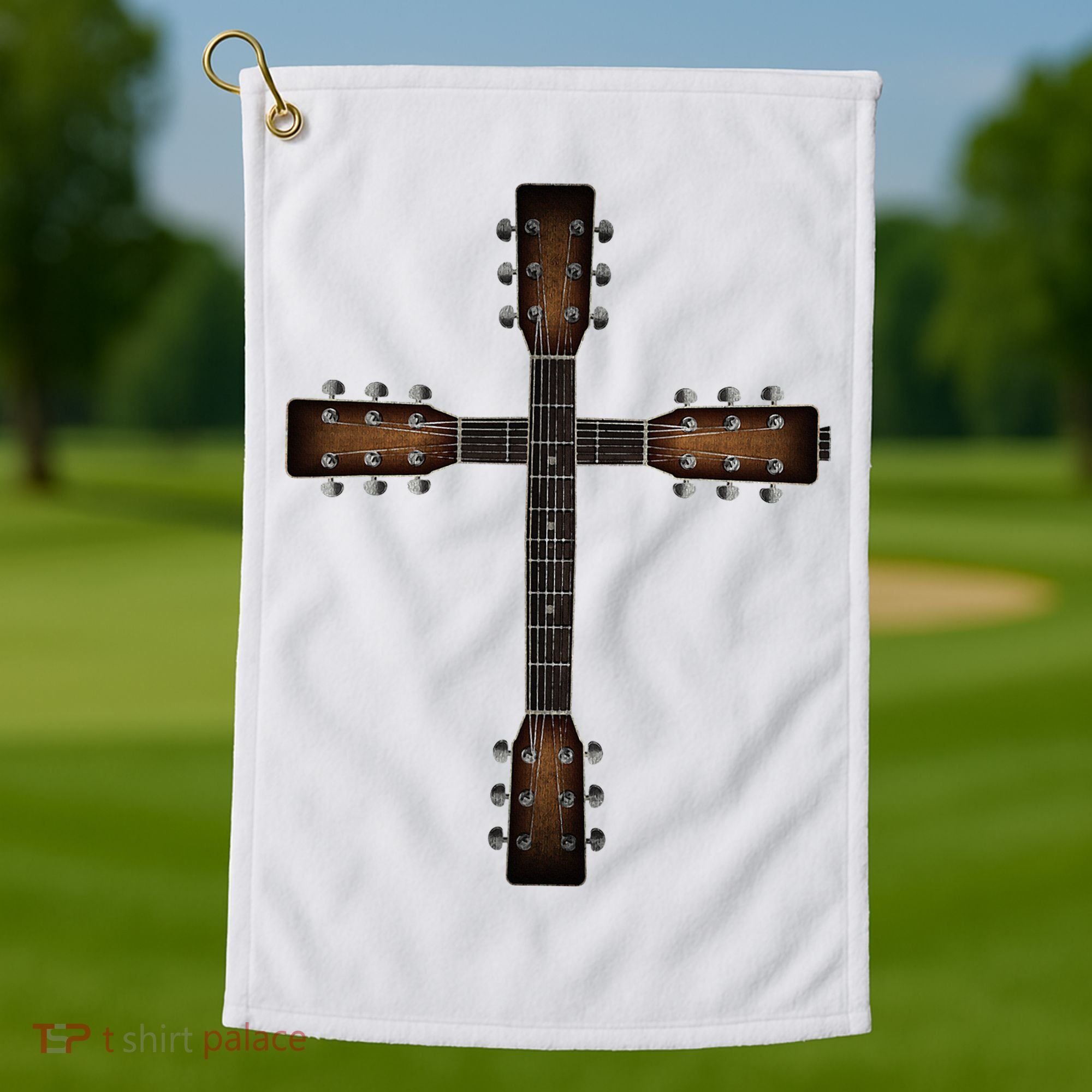 Cool Christian Guitar Cross Cute Musician Guitarist Golf Towel