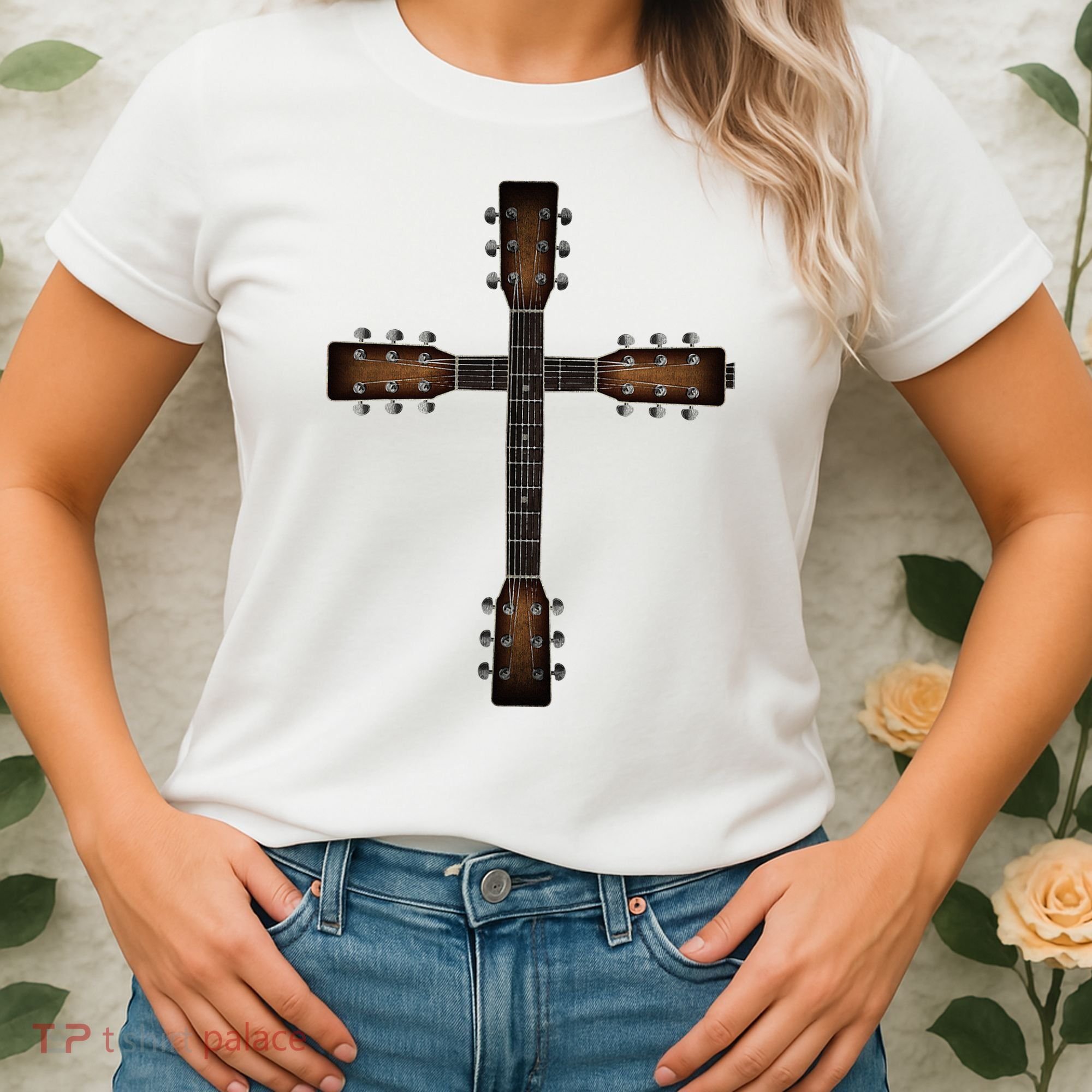 Cool Christian Guitar Cross Cute Musician Guitarist Women's T-Shirt