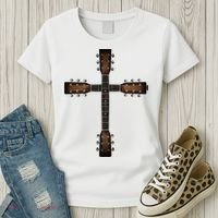 Cool Christian Guitar Cross Cute Musician Guitarist Women's T-Shirt thumb 3