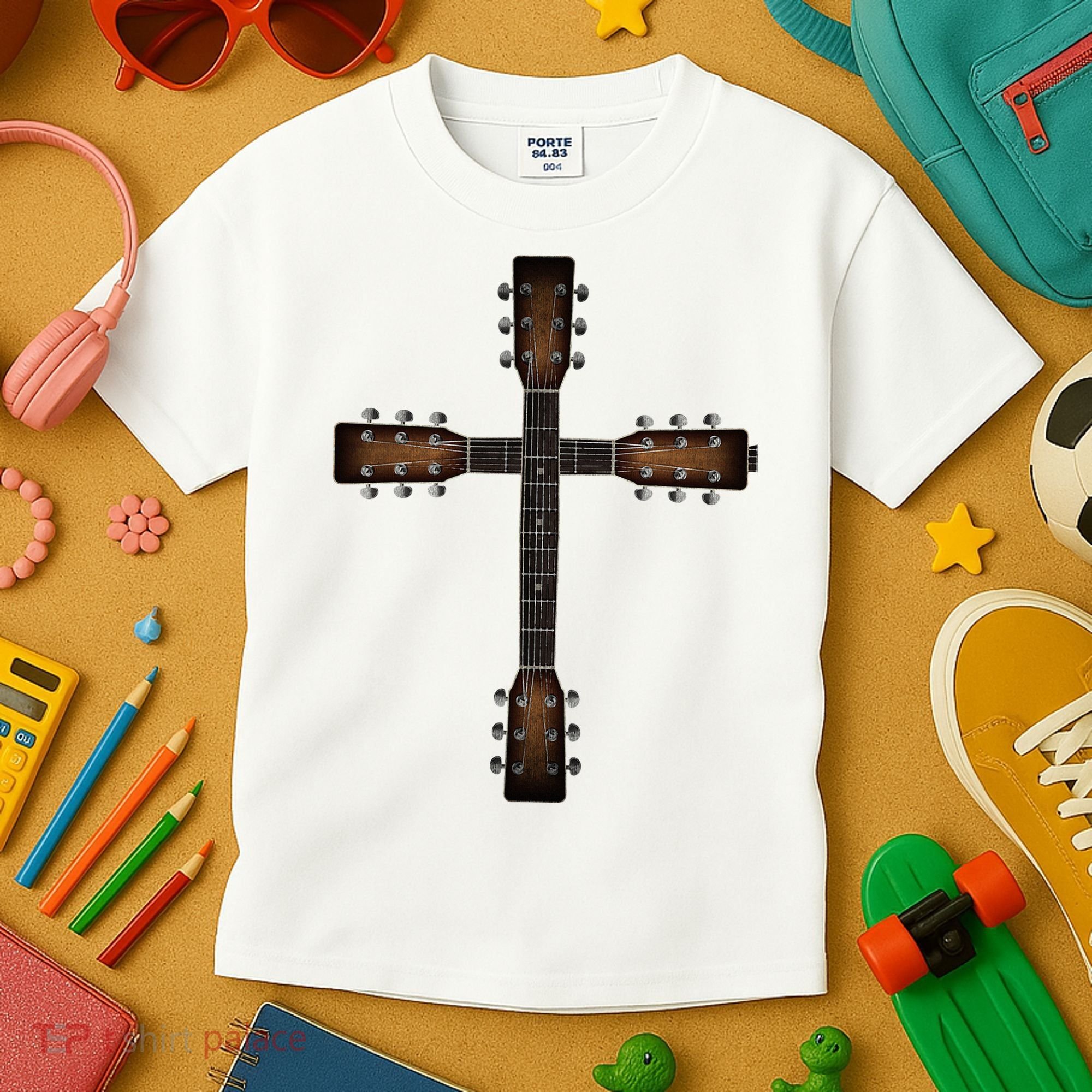 Cool Christian Guitar Cross Cute Musician Guitarist Kids T-Shirt