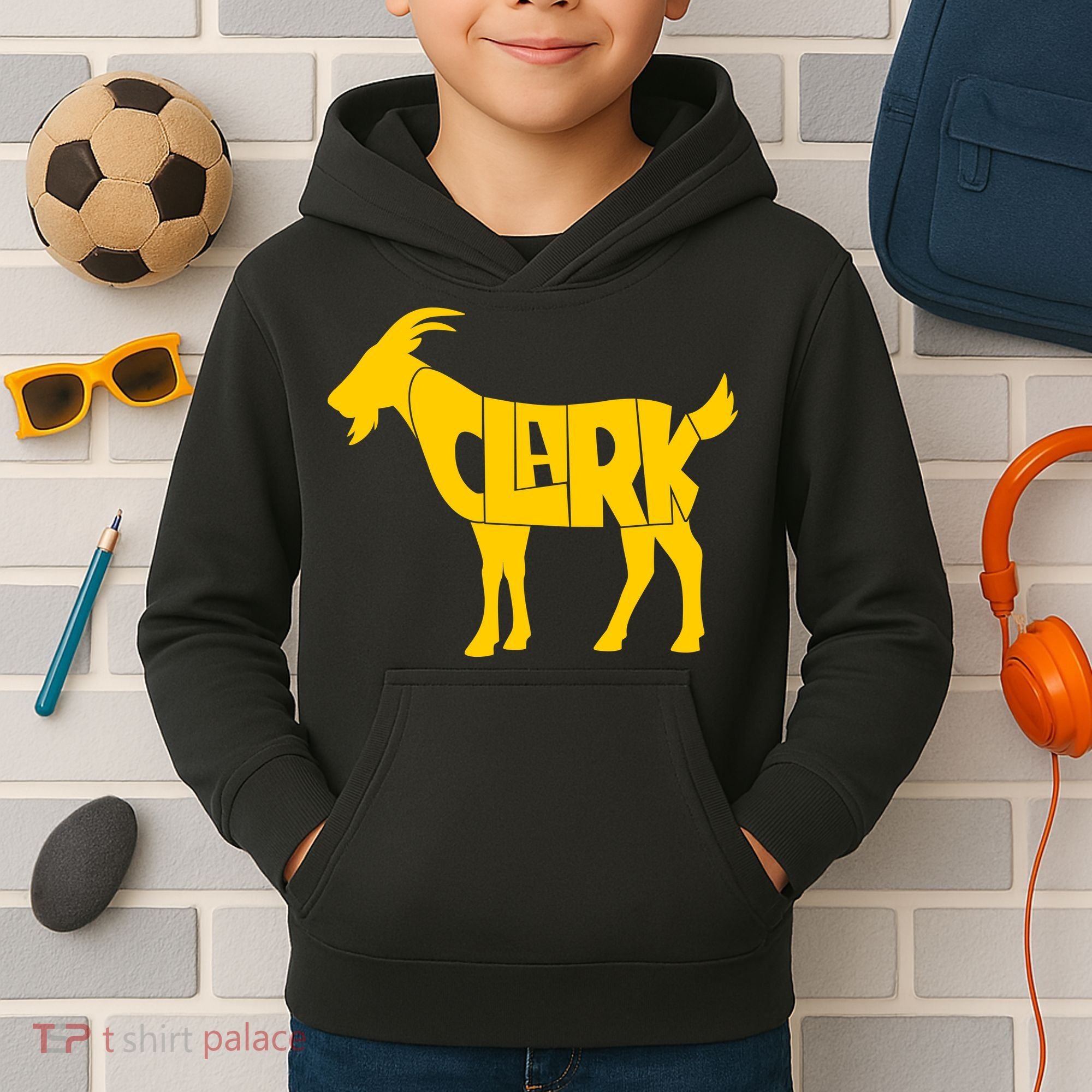 Clark Goat Basketball Fan Goat Kids Hoodie