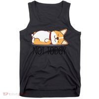 Cute Corgi Gift Funny Dog Lover Not Today Lazy Animal Short Sleeve Tank Top thumb 0