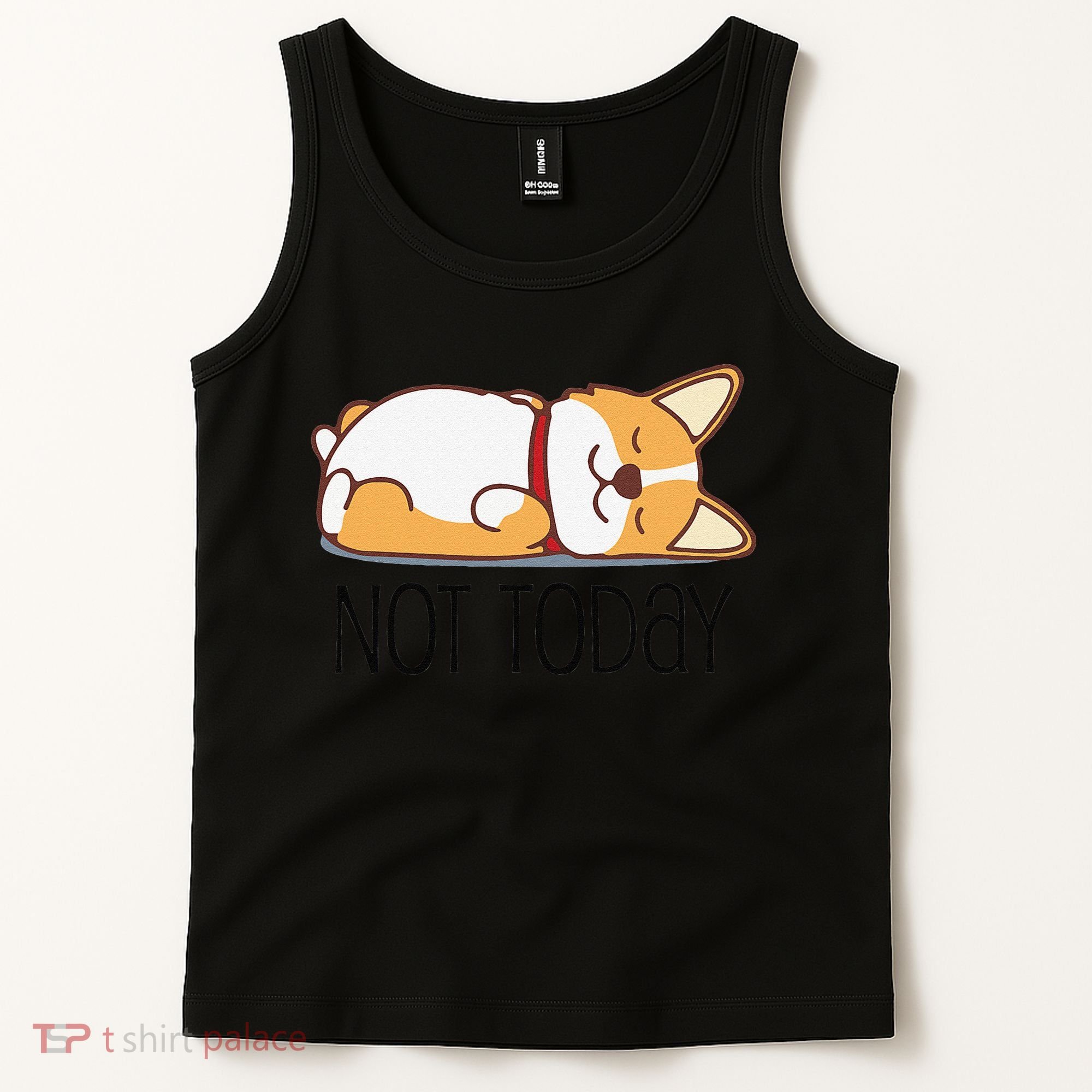 Cute Corgi Gift Funny Dog Lover Not Today Lazy Animal Short Sleeve Tank Top
