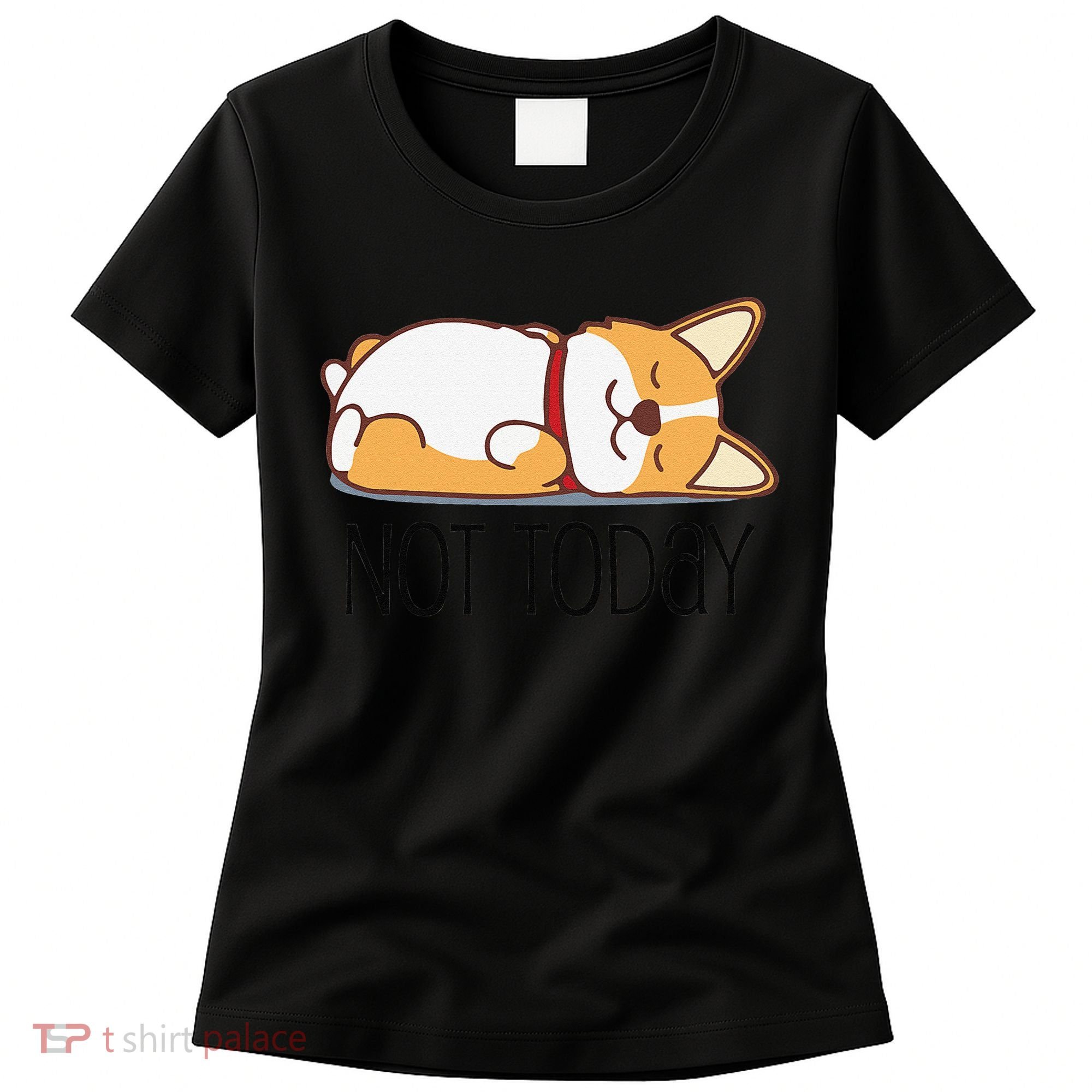 Cute Corgi Gift Funny Dog Lover Not Today Lazy Animal Short Sleeve Women's T-Shirt