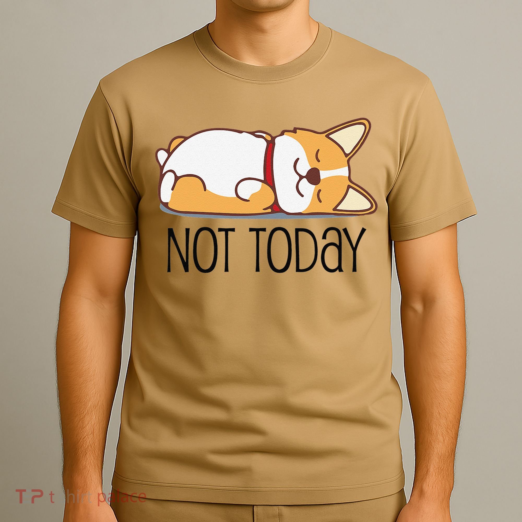 Cute Corgi Gift Funny Dog Lover Not Today Lazy Animal Short Sleeve T-Shirt