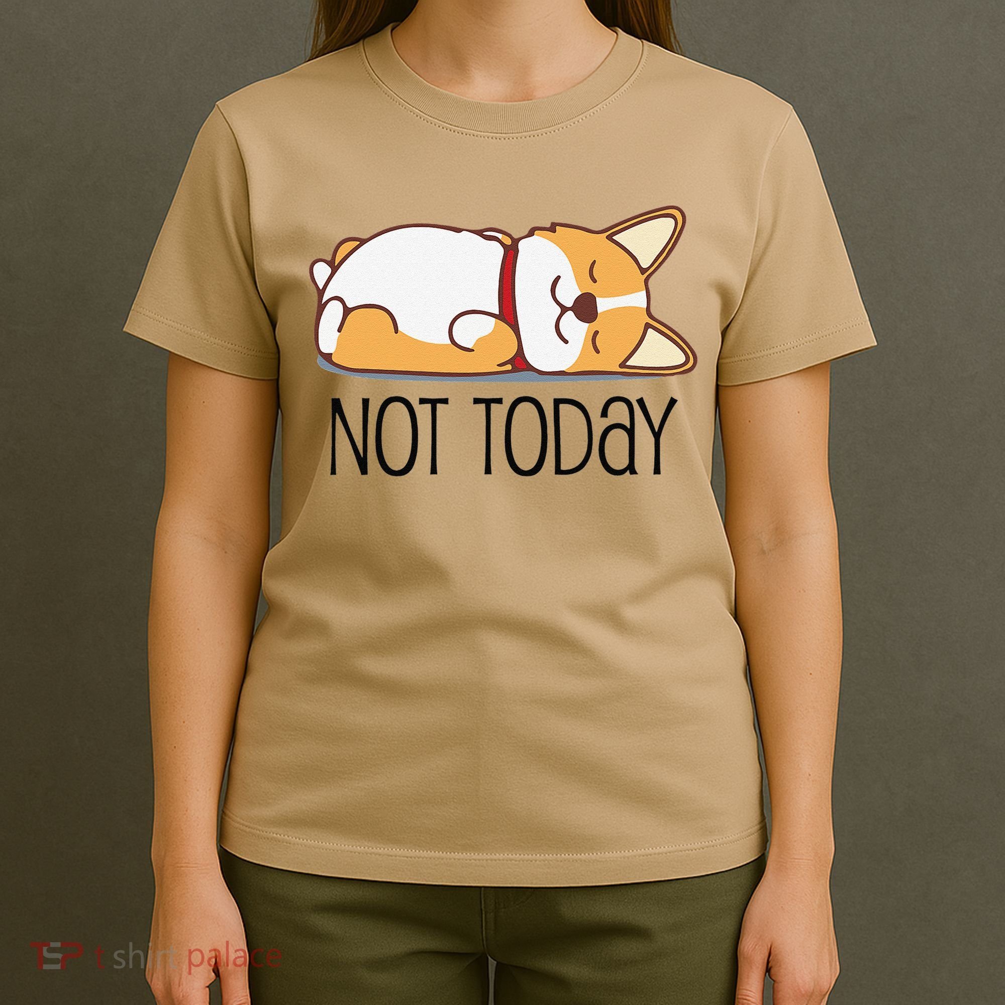 Cute Corgi Gift Funny Dog Lover Not Today Lazy Animal Short Sleeve T-Shirt