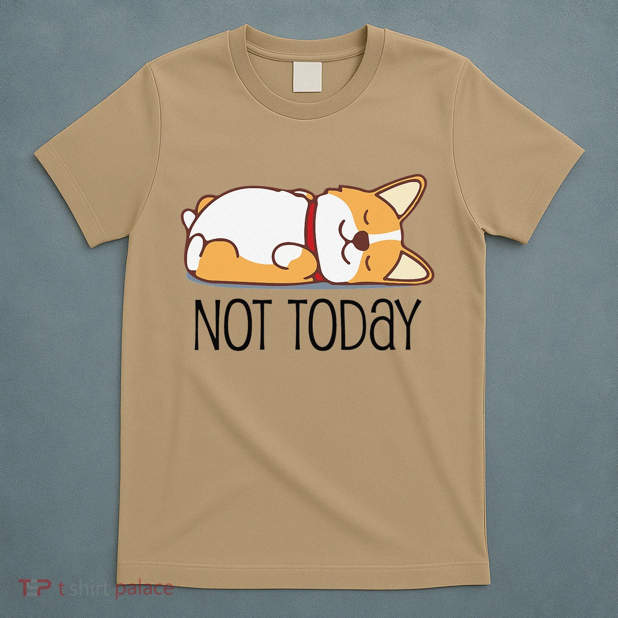 Cute Corgi Gift Funny Dog Lover Not Today Lazy Animal Short Sleeve T-Shirt