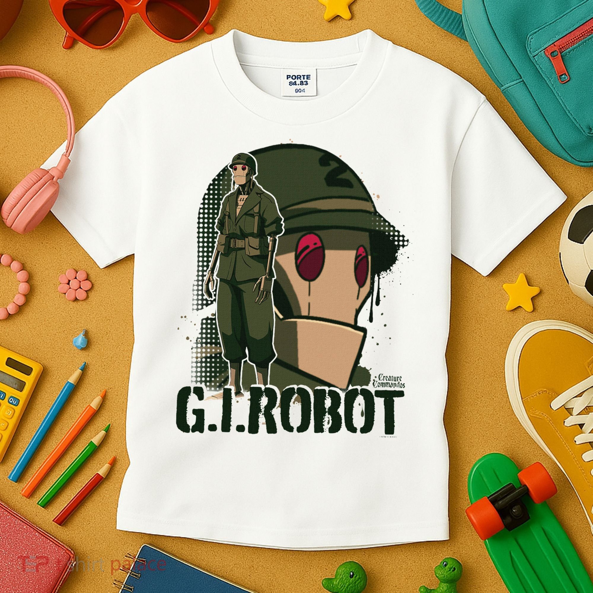 Creature Commandos G.I. Robot Showcase Kids T-Shirt