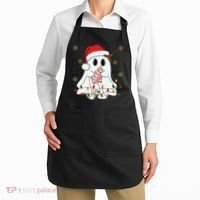 Cute Christmas Ghost Holding Tree Cake Candy Cane Xmas Light Apron thumb 2