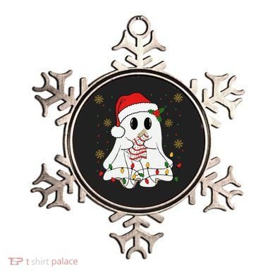Cute Christmas Ghost Holding Tree Cake Candy Cane Xmas Light Ornament