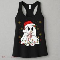 Cute Christmas Ghost Holding Tree Cake Candy Cane Xmas Light Women's Tank Top thumb 3