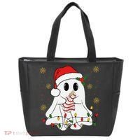 Cute Christmas Ghost Holding Tree Cake Candy Cane Xmas Light Tote Bag thumb 0