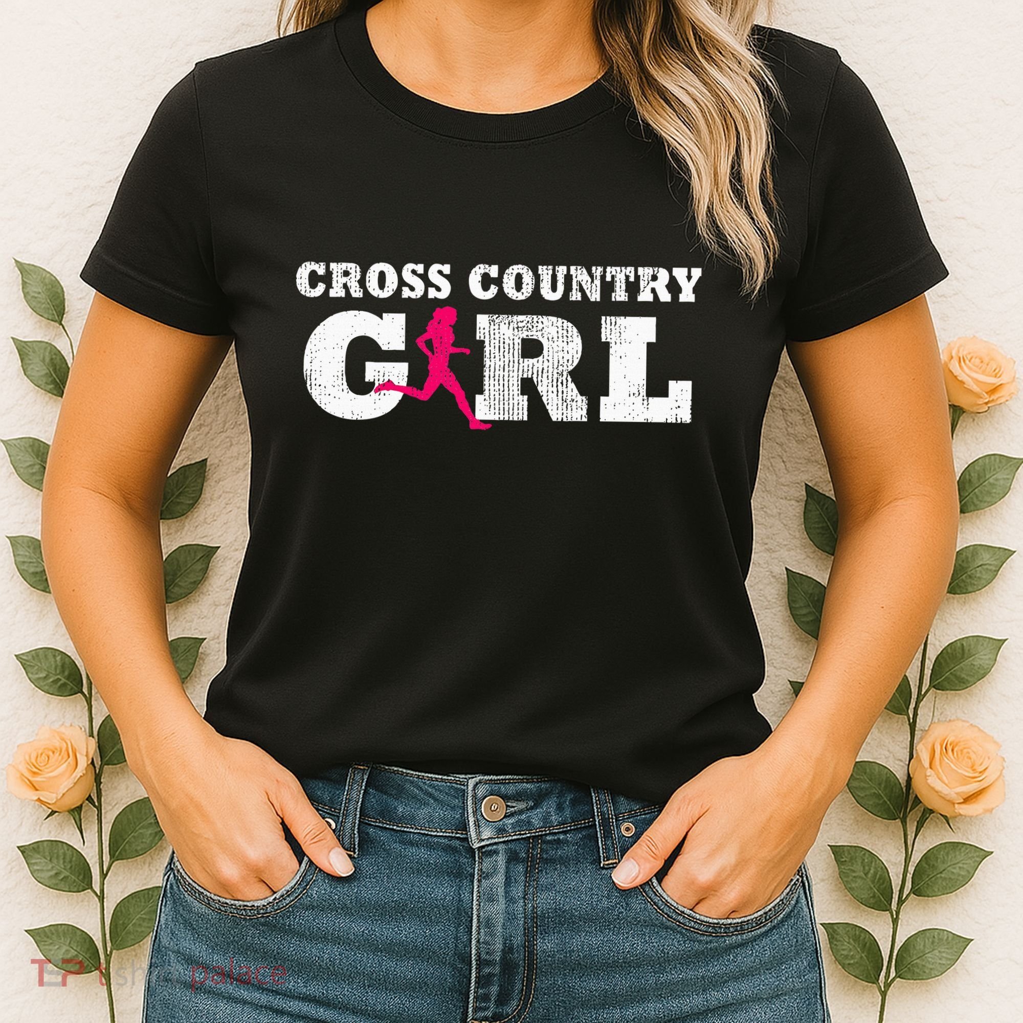 Cross Country Girl Runner Silhouette Gift  Sport  Women's T-Shirt