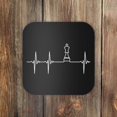 Chess Cool Gift Heartbeat King Piece Gift Chess Players Lovers Coaster