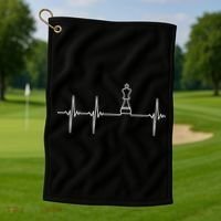 Chess Cool Gift Heartbeat King Piece Gift Chess Players Lovers Golf Towel thumb 1