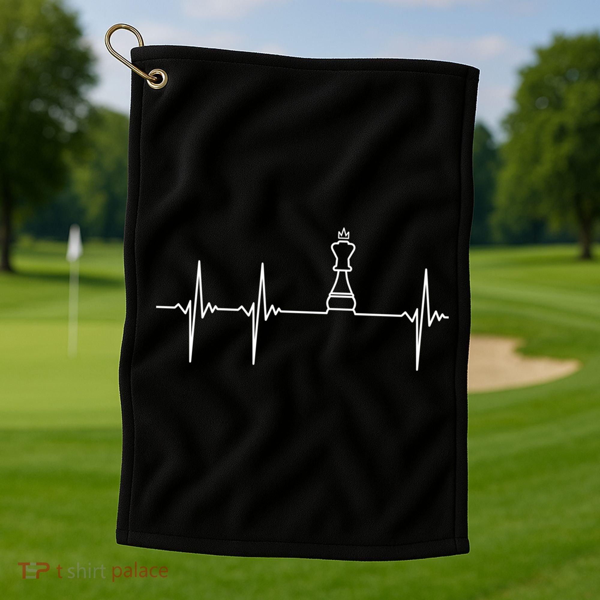 Chess Cool Gift Heartbeat King Piece Gift Chess Players Lovers Golf Towel