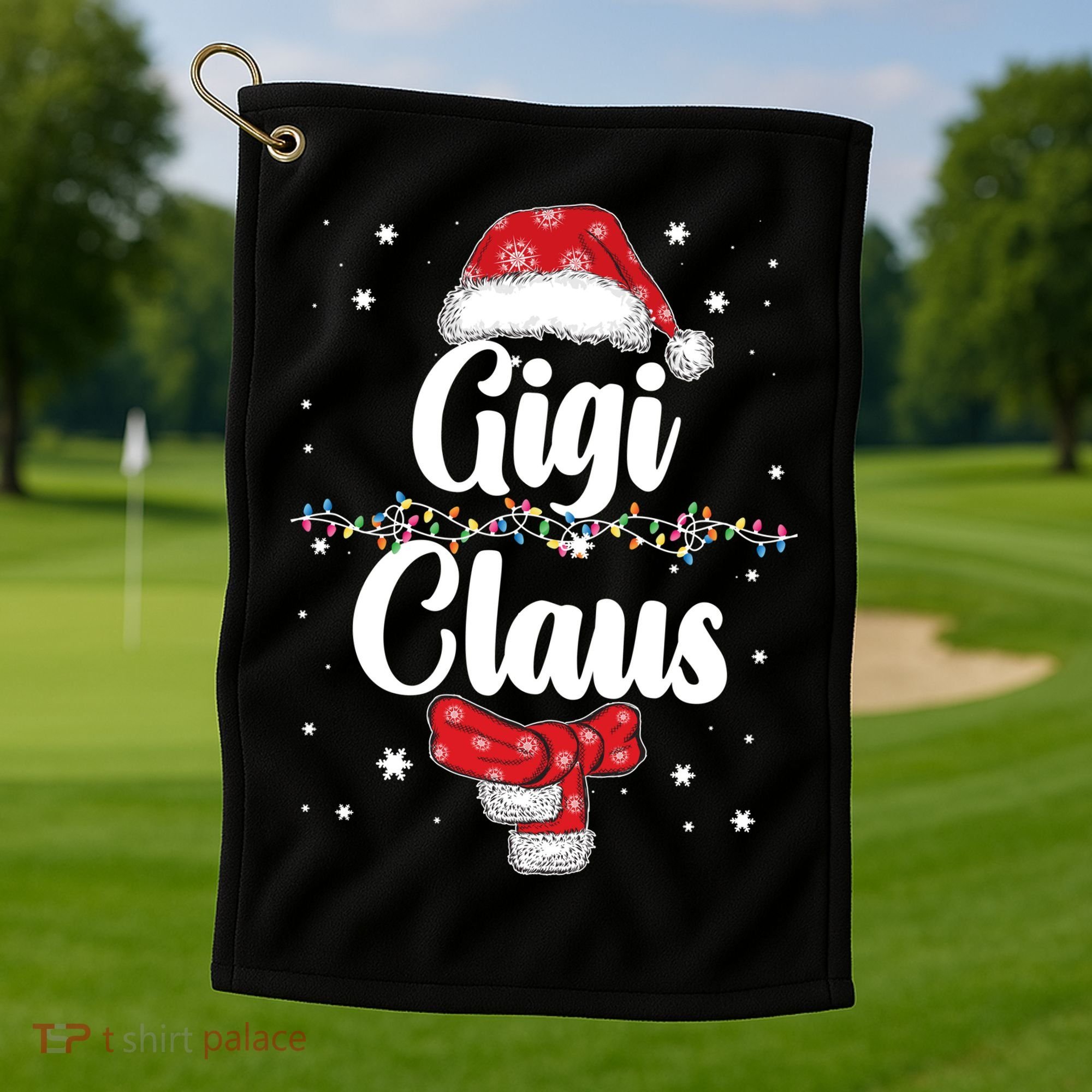 Cute Christmas Gigi Claus Golf Towel