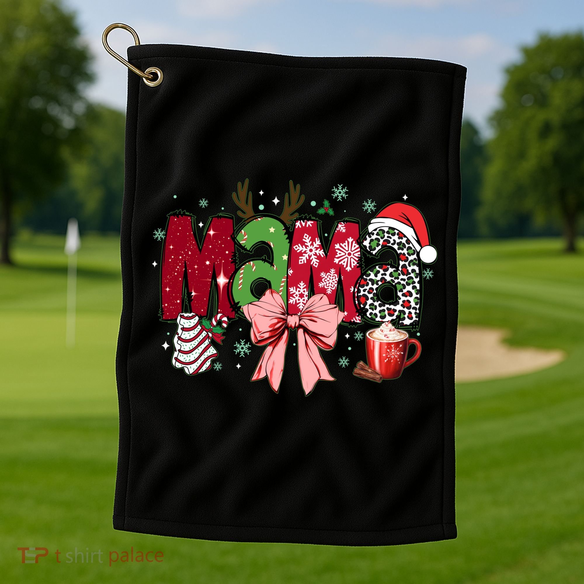 Cute Christmas Holiday Mama Golf Towel