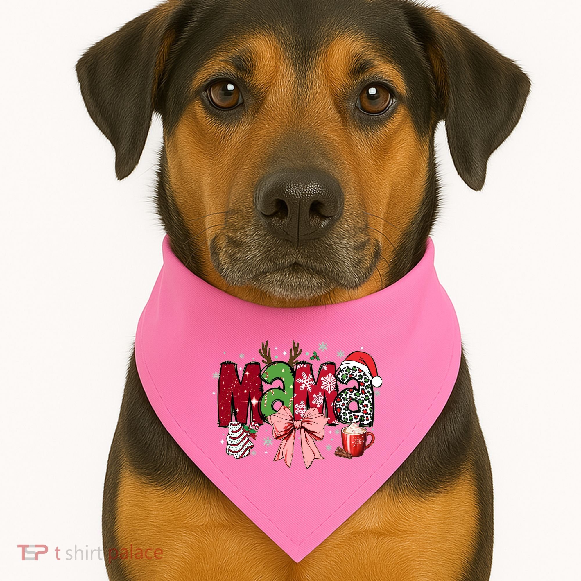 Cute Christmas Holiday Mama USA-Made Doggie Bandana