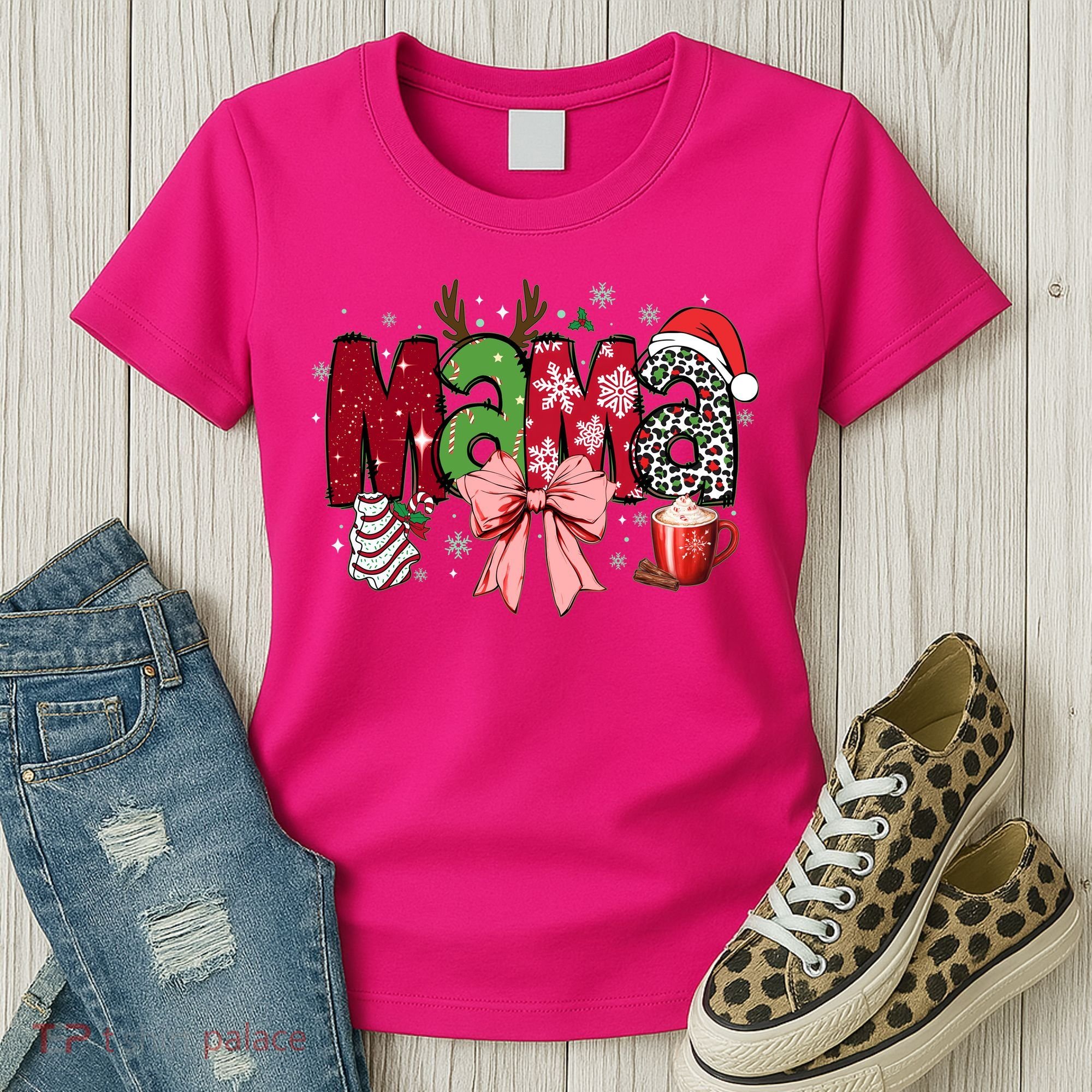 Cute Christmas Holiday Mama Women's T-Shirt