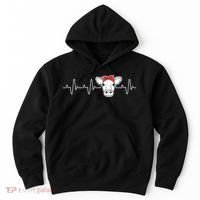Cattle Cow Heart Valve EKG Heartbeat Cute Cow Lover funny Hoodie thumb 0