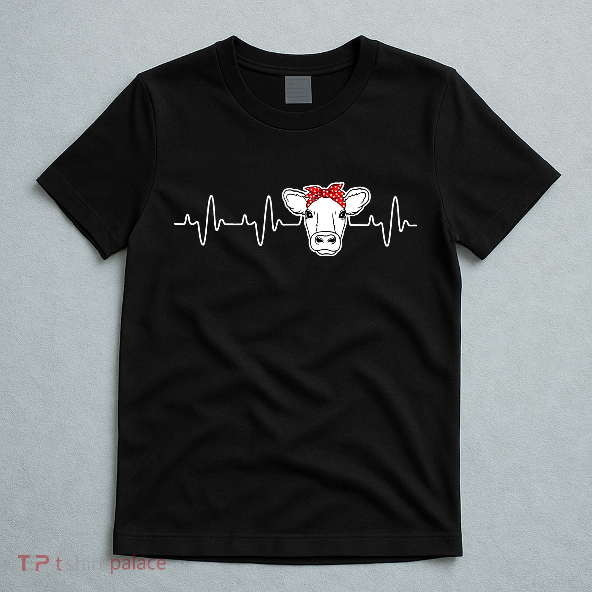 Cattle Cow Heart Valve EKG Heartbeat Cute Cow Lover funny T-Shirt