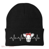 Cattle Cow Heart Valve EKG Heartbeat Cute Cow Lover funny Beanie thumb 0