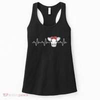 Cattle Cow Heart Valve EKG Heartbeat Cute Cow Lover funny Women's Tank Top thumb 0