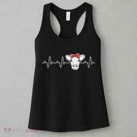 Cattle Cow Heart Valve EKG Heartbeat Cute Cow Lover funny Women's Tank Top thumb 3