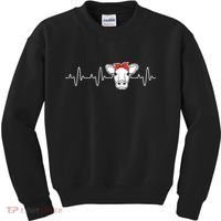 Cattle Cow Heart Valve EKG Heartbeat Cute Cow Lover funny Kids Sweatshirt thumb 0