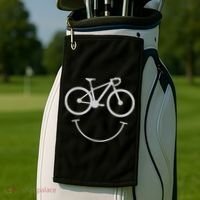 Cute Cycling Happy Face Gift Golf Towel thumb 2