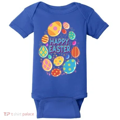 Cute Colorful Happy Easter Eggs Baby Bodysuit