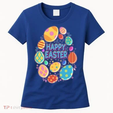 Cute Colorful Happy Easter Eggs Women's T-Shirt