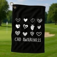 Chd Congenital Heart Disease Awareness Great Gift Golf Towel thumb 1