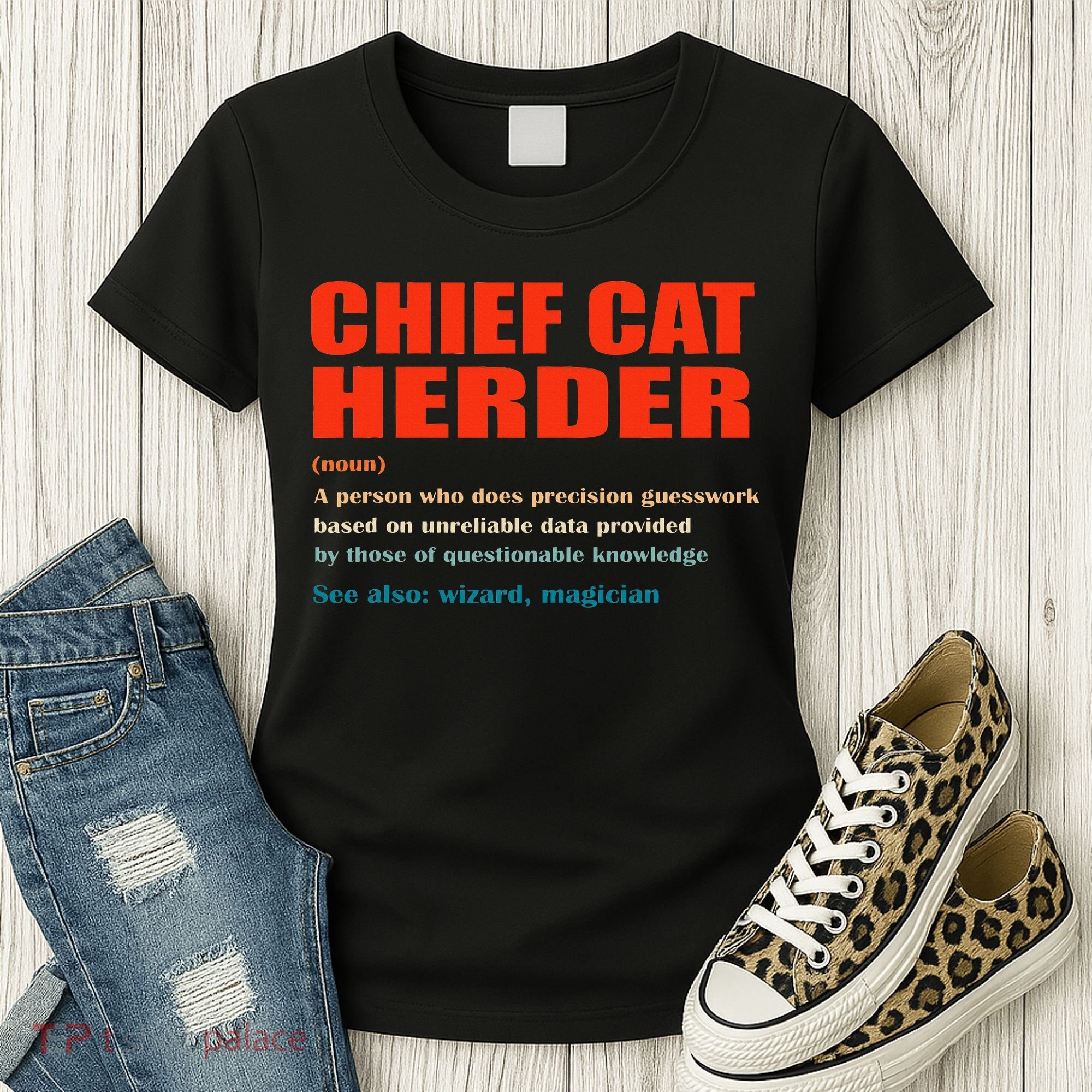 Chief Cat Herder Definition Wizard Magician Women's T-Shirt