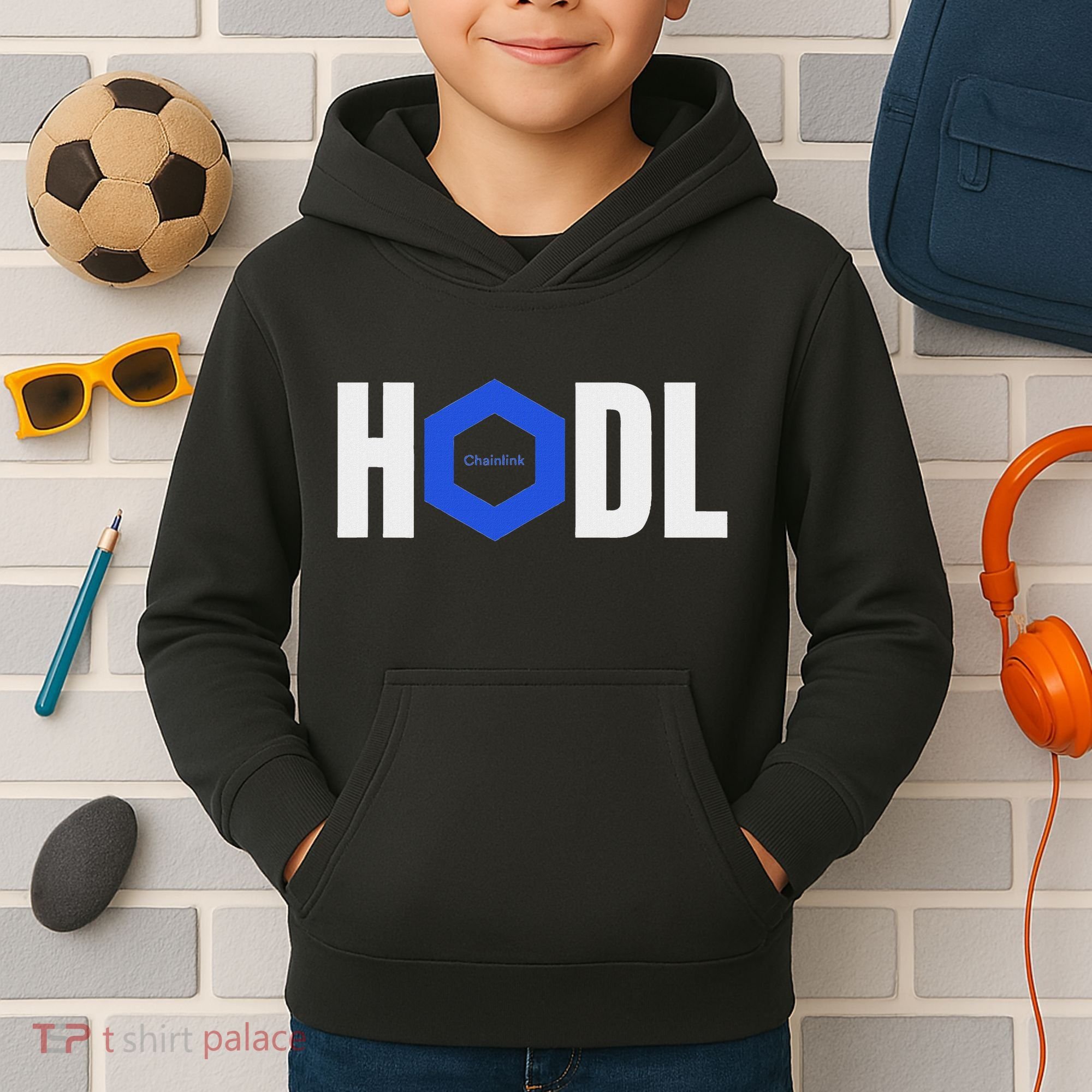 Chainlink Crypto Hodl Text Link Cryptocurrency Words Kids Hoodie