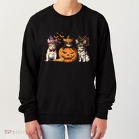Cute Cat Halloween Witch Mummy Pumpkin Funny Cat Lover Gift Women's Sweatshirt thumb 0