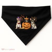 Cute Cat Halloween Witch Mummy Pumpkin Funny Cat Lover Gift USA-Made Doggie Bandana thumb 0