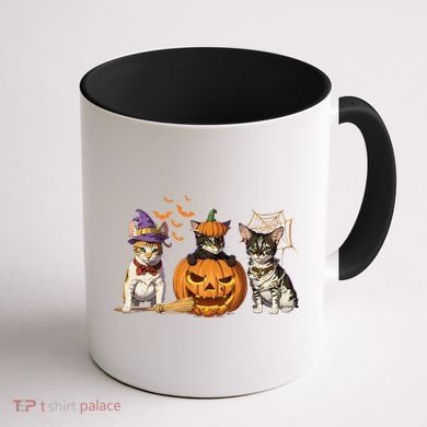 Cute Cat Halloween Witch Mummy Pumpkin Funny Cat Lover Gift Coffee Mug back