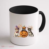 Cute Cat Halloween Witch Mummy Pumpkin Funny Cat Lover Gift Coffee Mug thumb 1