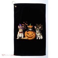 Cute Cat Halloween Witch Mummy Pumpkin Funny Cat Lover Gift Golf Towel thumb 0