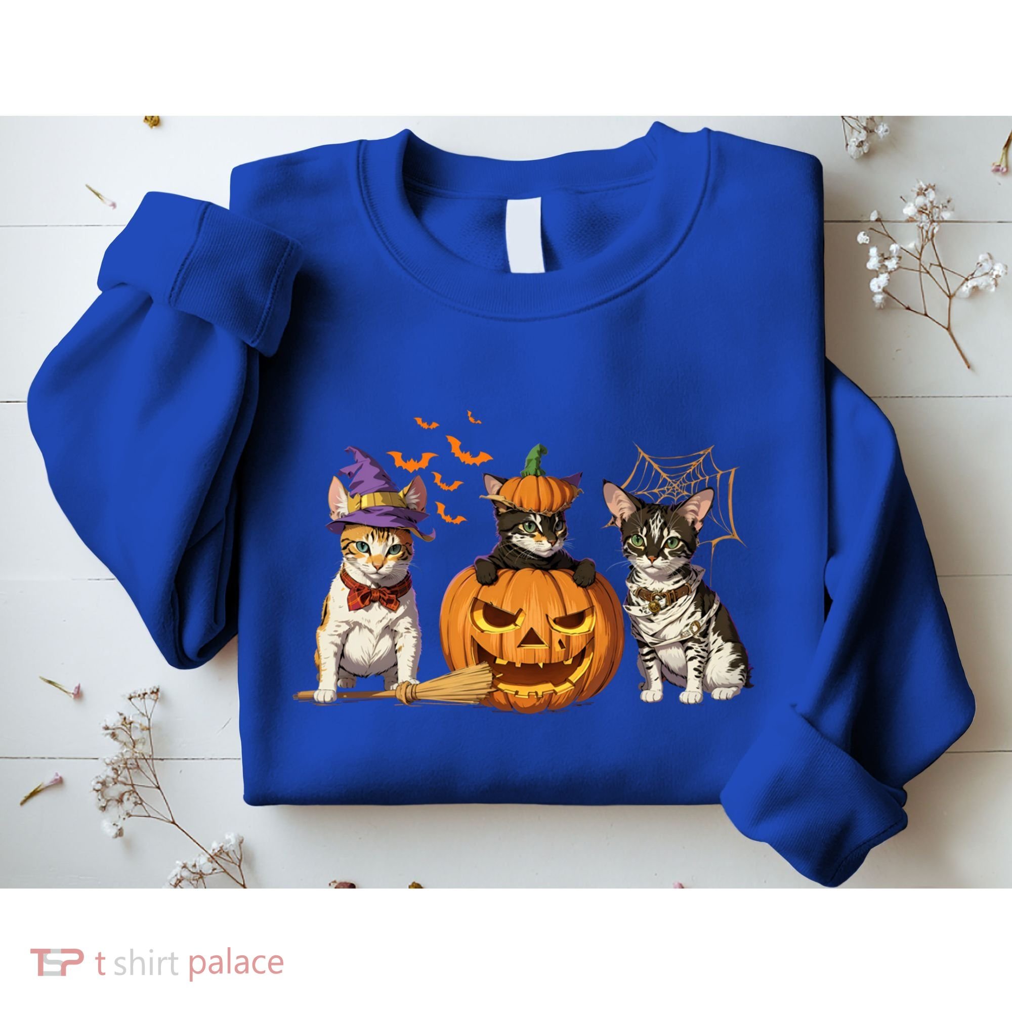 Cute Cat Halloween Witch Mummy Pumpkin Funny Cat Lover Gift Sweatshirt