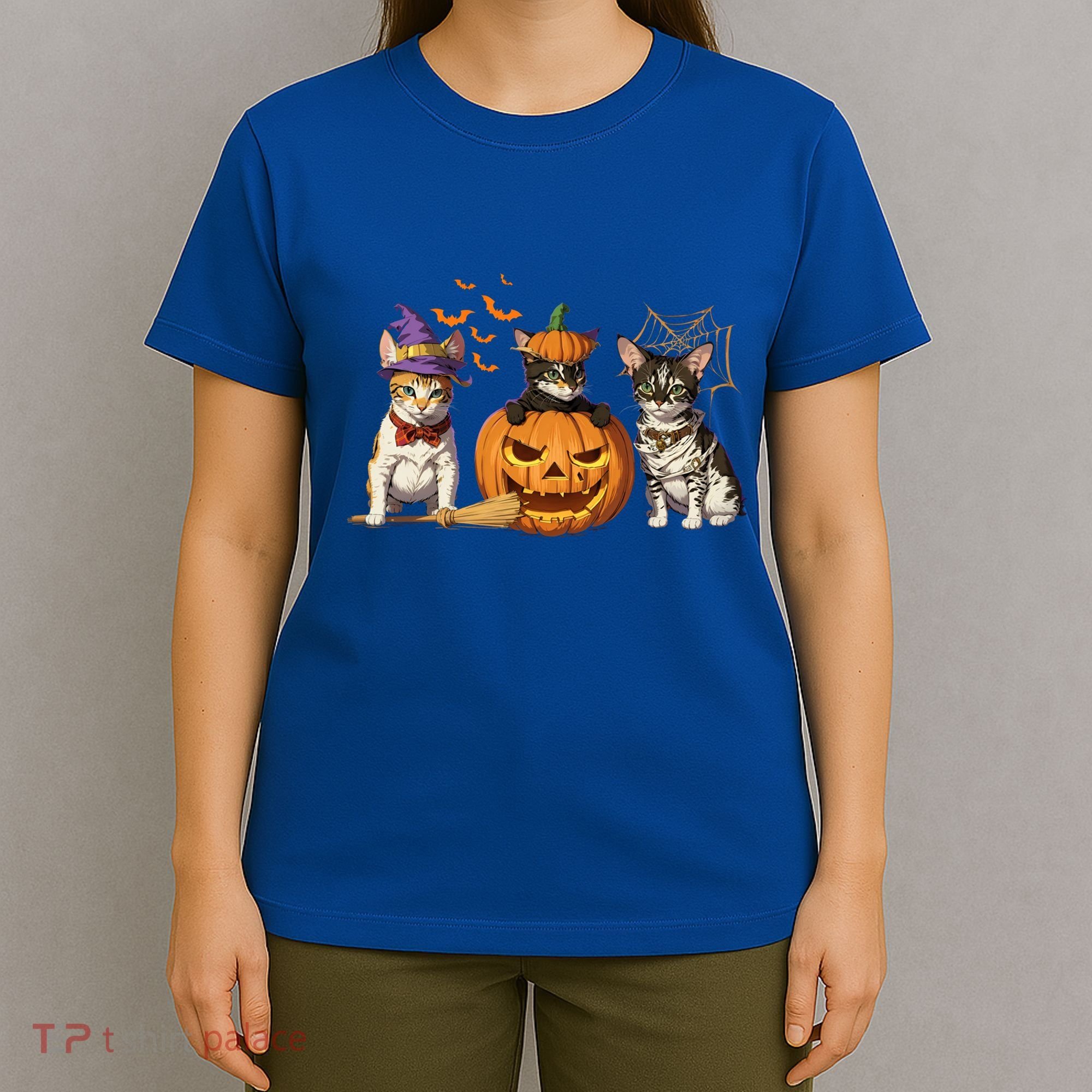 Cute Cat Halloween Witch Mummy Pumpkin Funny Cat Lover Gift T-Shirt