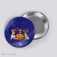Cute Cat Halloween Witch Mummy Pumpkin Funny Cat Lover Gift Button thumb 0