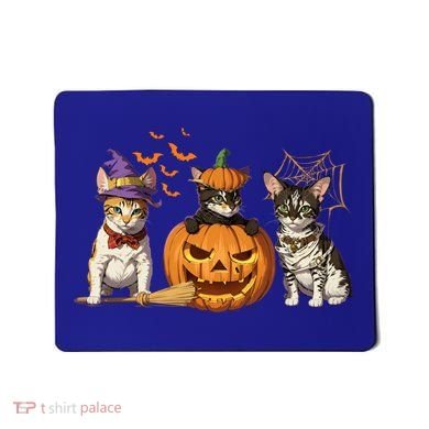 Cute Cat Halloween Witch Mummy Pumpkin Funny Cat Lover Gift Mousepad